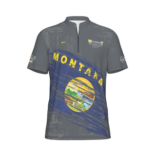 Montana Faded Flag Gray Men's Sport Collar