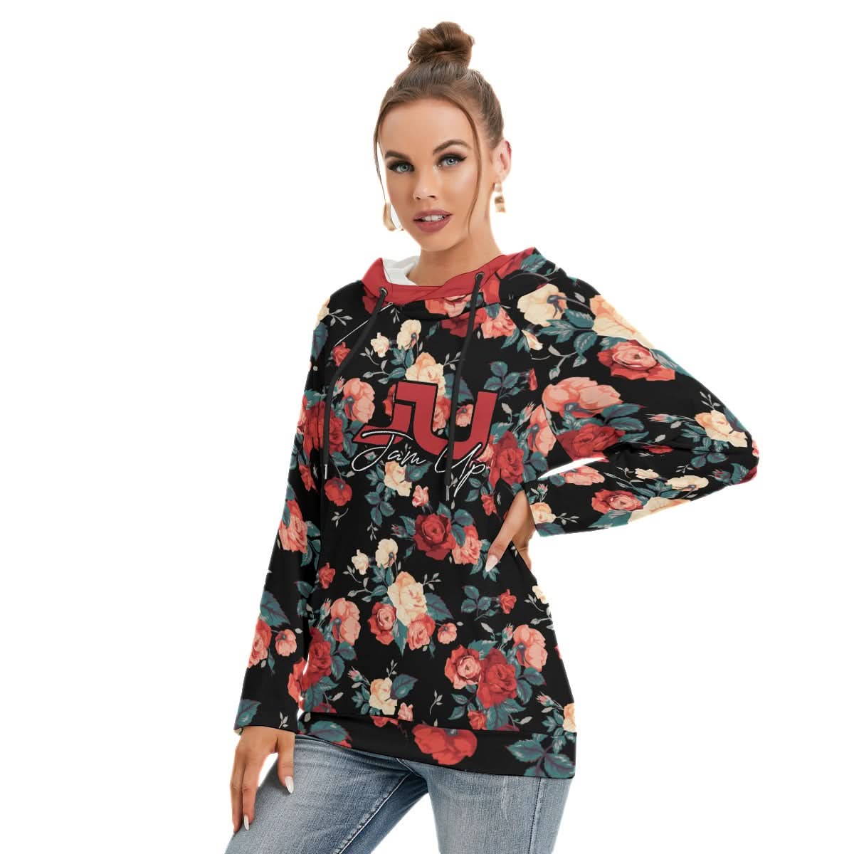 Women's Floral Double Hood Hoodie