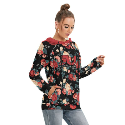Women's Floral Double Hood Hoodie